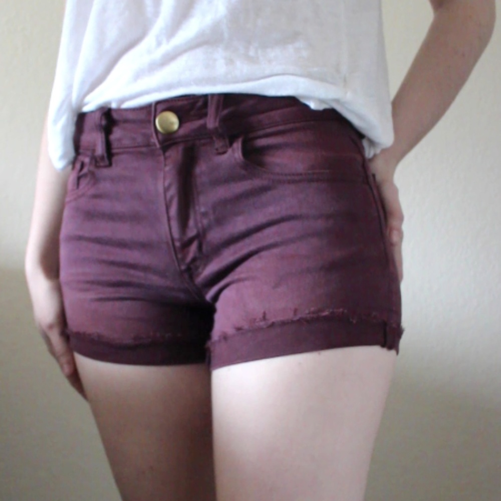 AEO Maroon High-Waisted Shorts